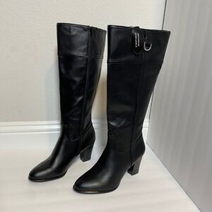 Alfani Women's Black Extended Calf Knee High Heel Boots Size 9wc Minimalist City